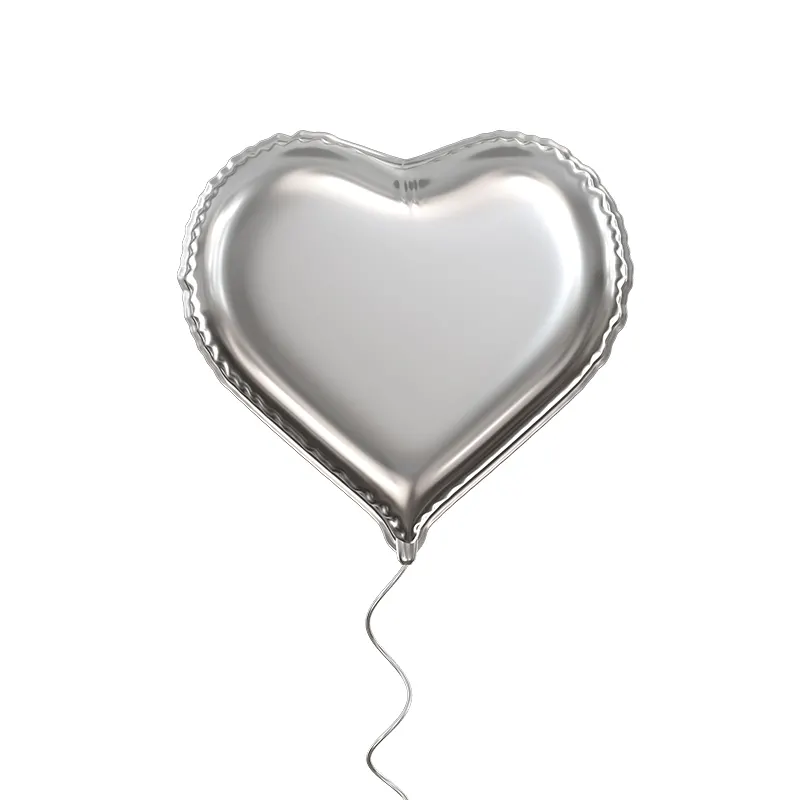 בלון הליום לב כסוף